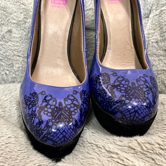 Pink Connection black and purple pump heels SIZE 8 - Picture 5 of 6